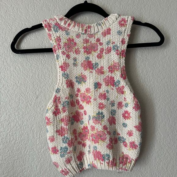 Zara Floral Knit Crop Top Pink Beige Size Small - Picture 4 of 5